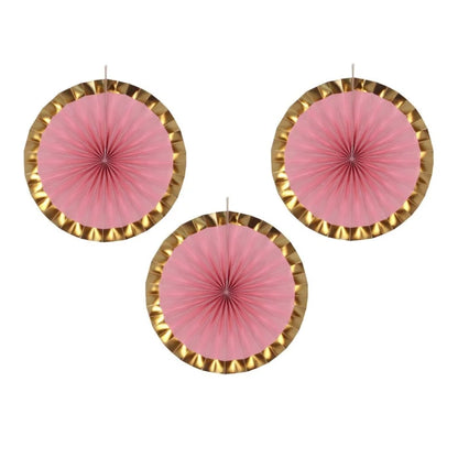 Rozeta dekoracyjna PB&C, różowa, 40 cm, 3 szt.