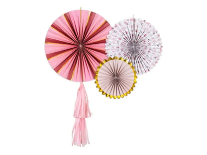 Rozety dekoracyjne „Kwiaty” – mix kolorów 26–43 cm (1 op. / 3 szt.) - Party Decorations