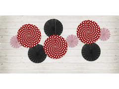 Rozety dekoracyjne na walentynki – mix wzorów i kolorów (3 szt.) - Party Decorations