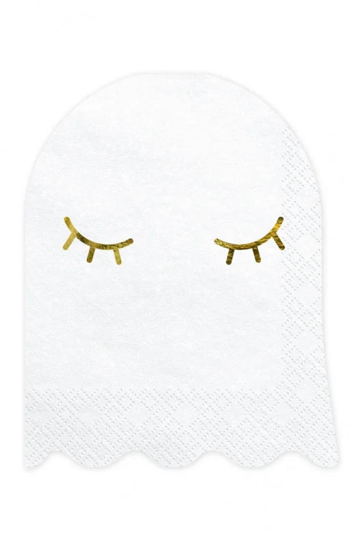 Serwetki Duch – Białe ze złotym nadrukiem – 11 × 14 cm – 20 sztuk - Napkins
