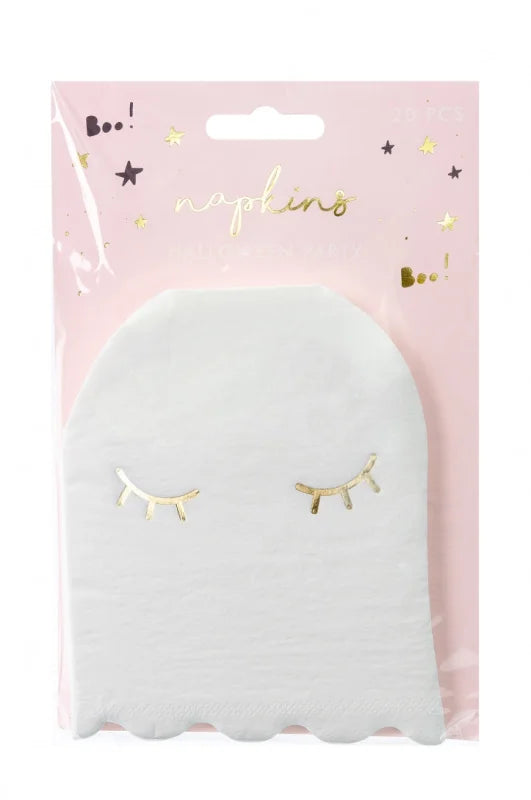 Serwetki Duch – Białe ze złotym nadrukiem – 11 × 14 cm – 20 sztuk - Napkins