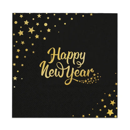 Serwetki Happy New Year czarne 10szt.