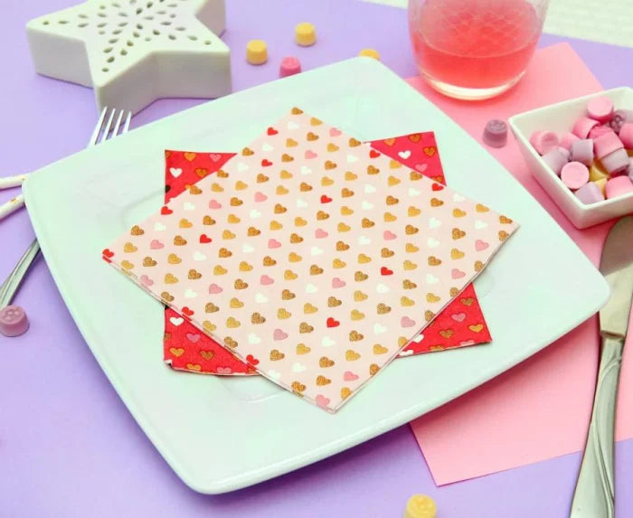 Serwetki Kolekcja XOXO – różowe | 33 × 33 cm | 20 szt. - Napkins
