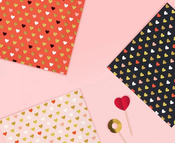 Serwetki Kolekcja XOXO – różowe | 33 × 33 cm | 20 szt. - Napkins