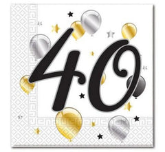 Serwetki urodzinowe ’Balloons - 40’’ – 20 szt. 33 x 33 cm