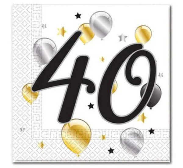 Serwetki urodzinowe ’Balloons - 40’’ – 20 szt. 33 x 33 cm