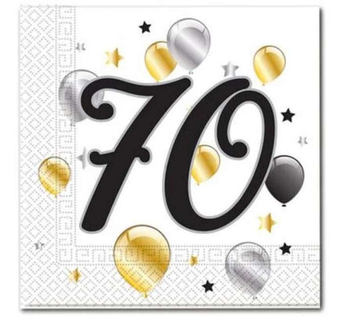 Serwetki urodzinowe ’Balloons - 70’’ – 20 szt. 33 x 33 cm