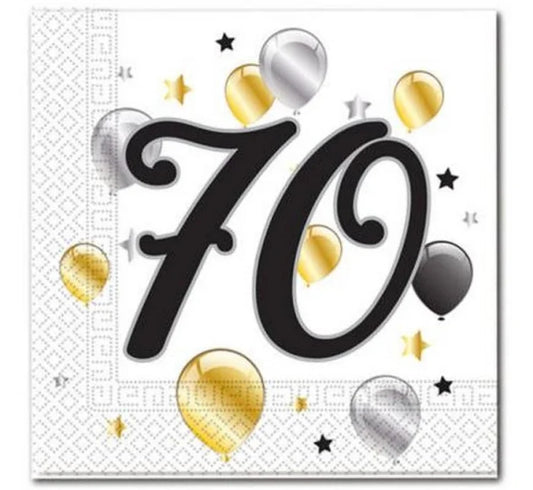Serwetki urodzinowe ’Balloons - 70’’ – 20 szt. 33 x 33 cm