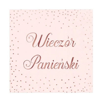 Serwetki Wieczór Panieński – pudrowy róż 33 × 33 cm 10 szt. - Napkins