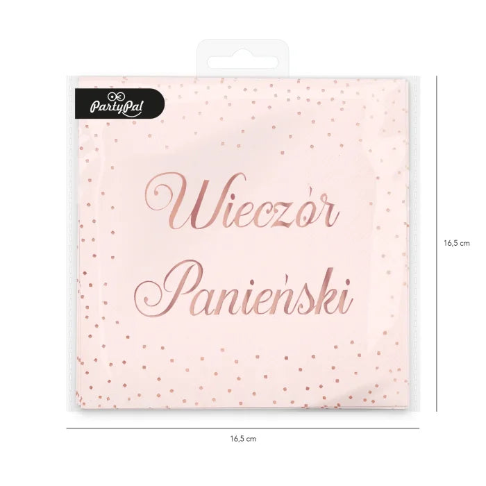 Serwetki Wieczór Panieński – pudrowy róż 33 × 33 cm 10 szt. - Napkins