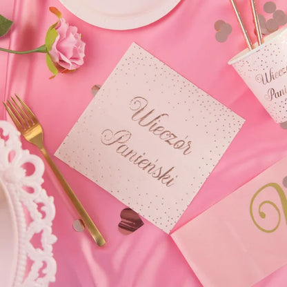 Serwetki Wieczór Panieński – pudrowy róż 33 × 33 cm 10 szt. - Napkins