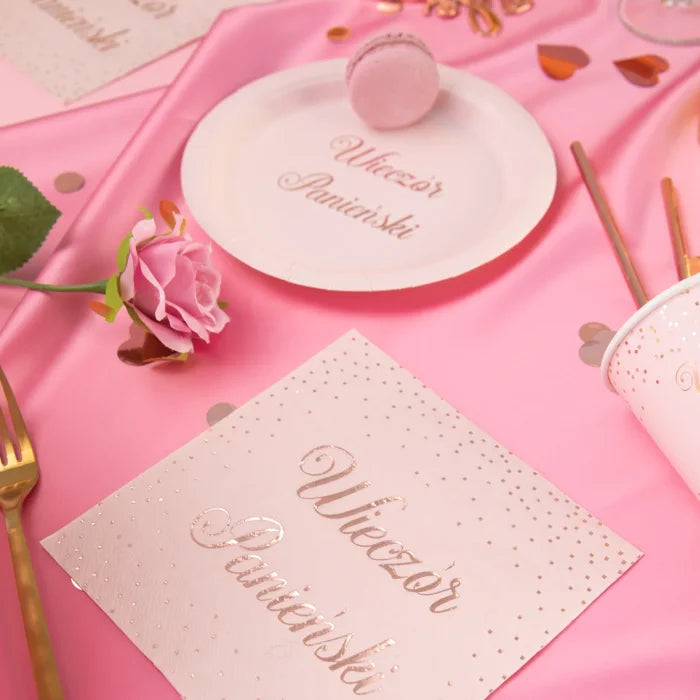 Serwetki Wieczór Panieński – pudrowy róż 33 × 33 cm 10 szt. - Napkins