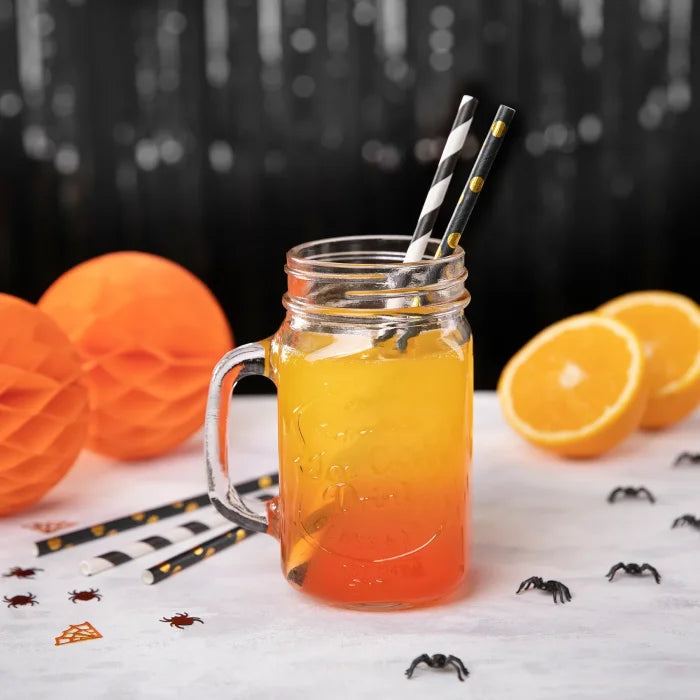 Słomki czarne w złote kropki – 10 szt. długość 20 cm - Party Supplies