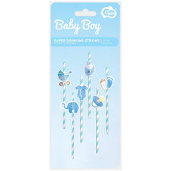 Słomki papierowe B&G Baby Boy, jasnoniebieskie, 20 cm, 8 szt. – eleganckie i ekologiczne!