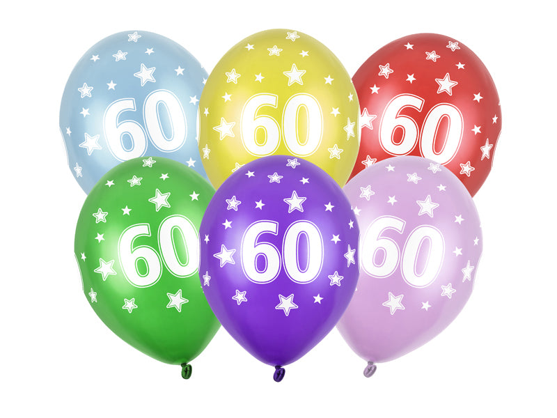 Balony 30cm, 60th Birthday, Metallic Mix