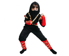 Strój Czarny Ninja dla dzieci (bluzka z kapturem spodnie pasek maska) 120-140 cm (6–10 lat) - Costumes