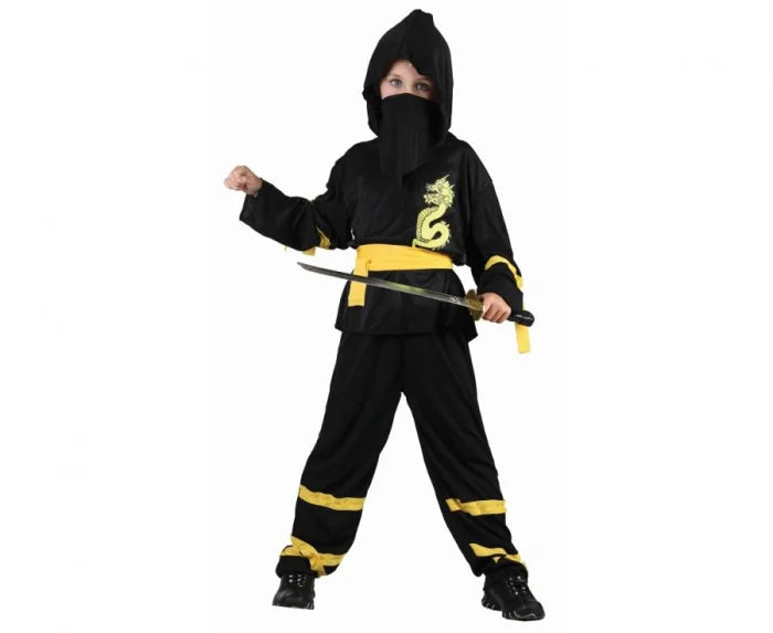 Strój Czarny Ninja dla dzieci – zestaw z maską 120 - 140 cm (6 - 10 lat) - Costumes