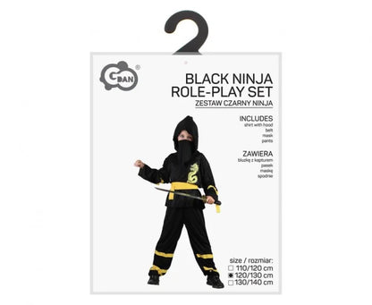 Strój Czarny Ninja dla dzieci – zestaw z maską 120 - 140 cm (6 - 10 lat) - Costumes