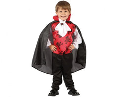 Strój czerwony wampir dla dzieci 92/104 cm (3–4 lata) – bluzka peleryna i żabot - Costumes