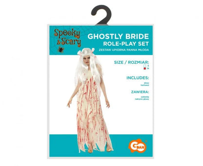 Strój dla dorosłych Krwawej Panny Młodej – sukienka i nakrycie głowy rozm. S M - Costumes