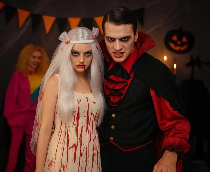 Strój dla dorosłych Krwawej Panny Młodej – sukienka i nakrycie głowy rozm. S M - Costumes