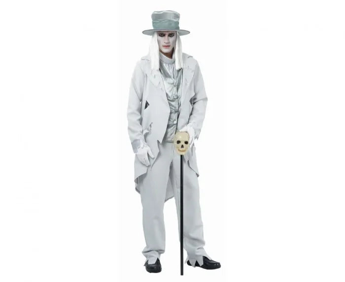 Strój dla dorosłych Upiorny Pan Młody – płaszcz kamizelka spodnie i kapelusz rozm. 52 56 (M L) - Costumes