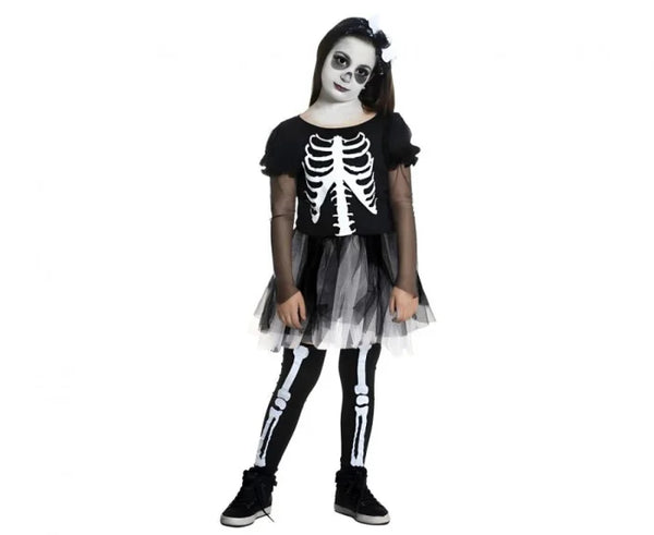 Strój dla dzieci Dziewczyna Kościotrup – sukienka na Halloween i karnawał rozm. 110/120 cm i 130/140 cm - Costumes