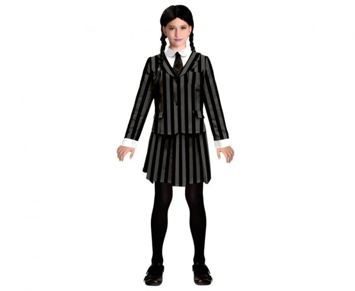 Strój dla dzieci Wendsday Adams – żakiet i spódnica w paski Halloween - Costumes