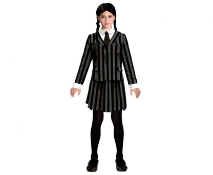 Strój dla dzieci Wendsday Adams – żakiet i spódnica w paski Halloween - Costumes