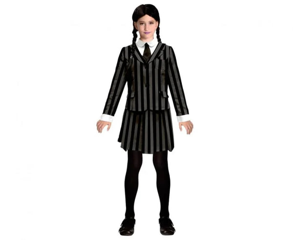 Strój dla dzieci Wendsday Adams – żakiet i spódnica w paski Halloween - Costumes