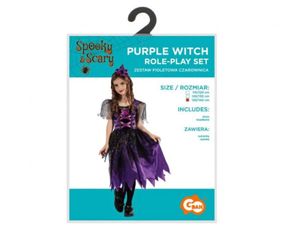 Strój fioletowa czarownica dla dzieci 110–140 cm (4–10 lat) – sukienka i opaska - Costumes
