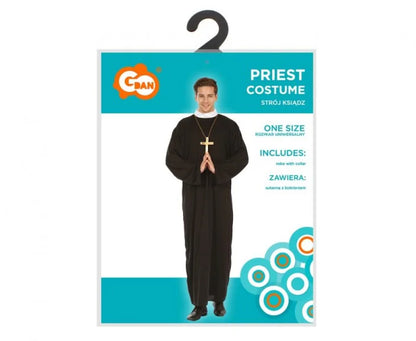 Strój Ksiądz – sutanna z kołnierzem – czarny rozmiar uniwersalny - Costumes