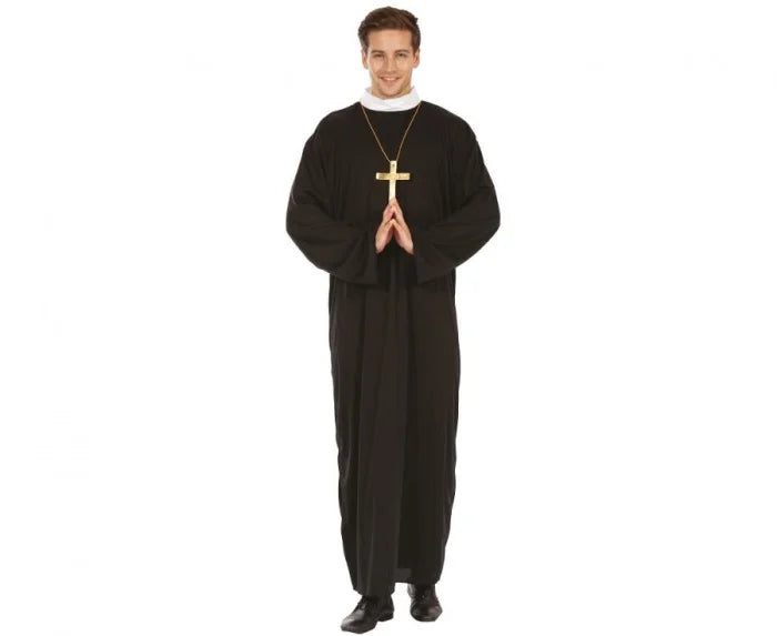 Strój Ksiądz – sutanna z kołnierzem – czarny rozmiar uniwersalny - Costumes