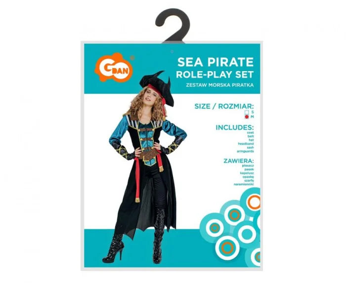 Strój Morska Piratka dla dorosłych M (płaszcz + dodatki)