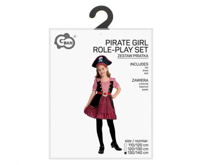 Strój Piratka dla dzieci – sukienka kapelusz i pasek 120 - 140cm (6-10 lat) - Costumes