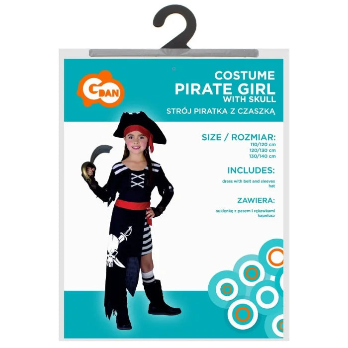 Strój PIRATKI dla dzieci z czaszką, rozm. 110/120