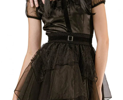 Suknia balowa Wednesday Addams dla kobiet – czarna sukienka z paskiem rozm. S - Costumes
