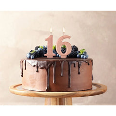 Świeczka cyfra 1 urodziny, metalik różowo-złota, 8 cm