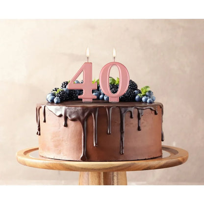 Świeczka cyfra 4 urodziny, metalik różowo-złota, 8 cm