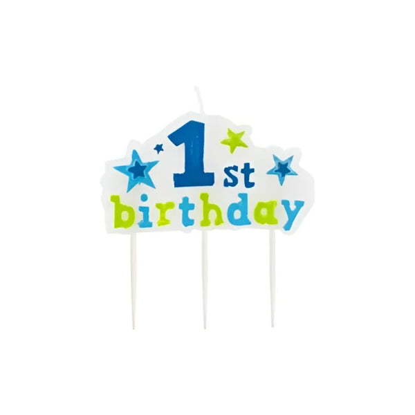 Świeczka na Pikerach 1st Birthday Niebieska, 1 szt.