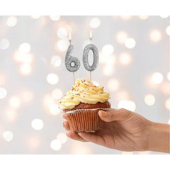 Świeczka Piker Cyfra 6, Brokatowa Czarna - Beauty & Charm