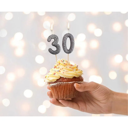 Świeczka Piker Cyfra 0, Brokatowa Czarna - Beauty & Charm