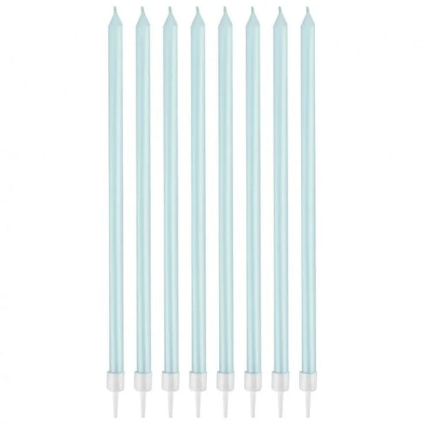 Świeczki Perłowe Jasnoniebieskie, 8 szt.