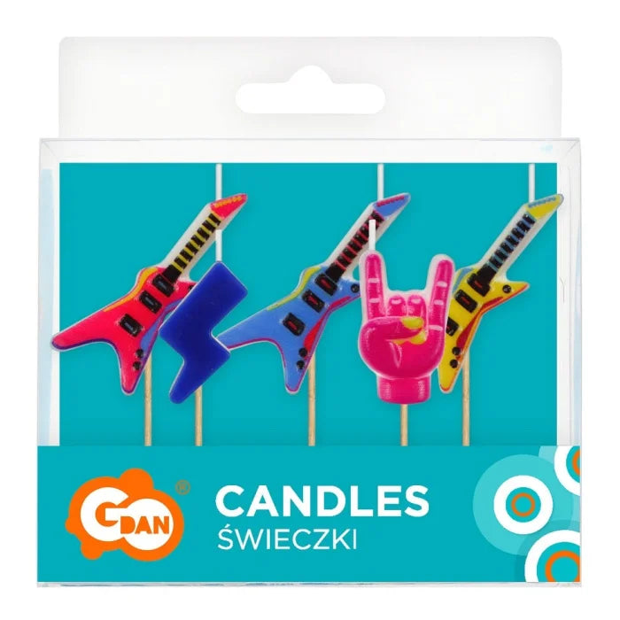 Świeczki Pikery Gitary, 5 szt.