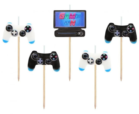 Świeczki tortowe „Game On!” – dla małego (i dużego) gracza 5 szt.