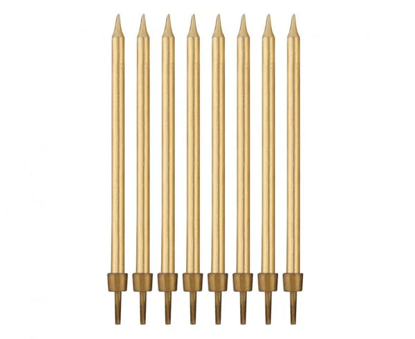 Świeczki urodzinowe na tort długie złote – 8 szt. Beauty&Charm