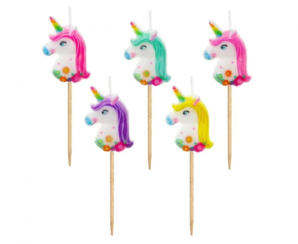 Świeczki urodzinowe pikery – jednorożce 5 szt.