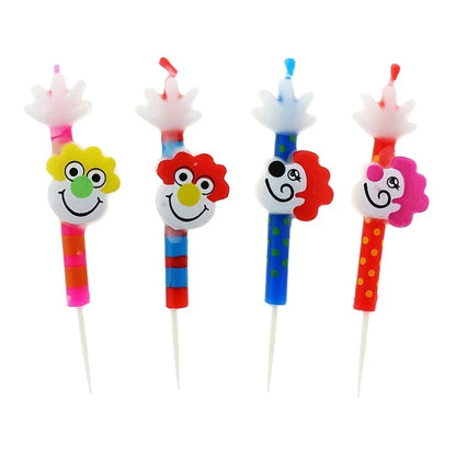 Świeczki Urodzinowe z Główkami KLAUNY - 4 szt., 8 cm