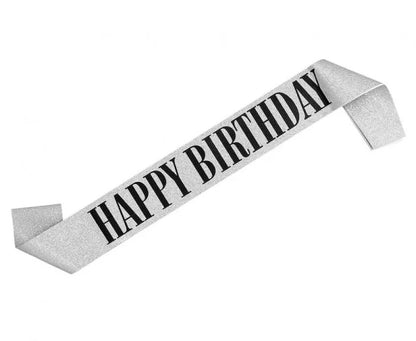 Szarfa urodzinowa srebrna Happy Birthday – 1 szt. Boland - Costume Accessories