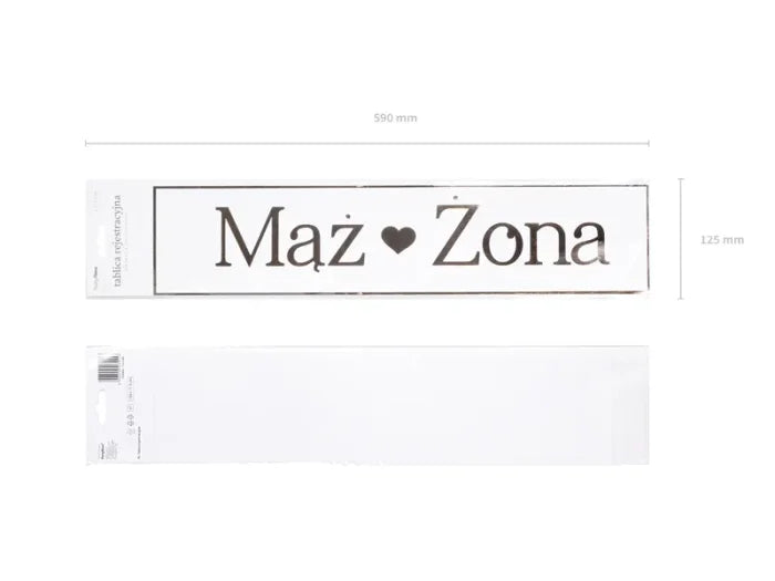 Tablica rejestracyjna „Mąż & Żona” złota – 59 × 11,5 cm - Wedding Party Supplies